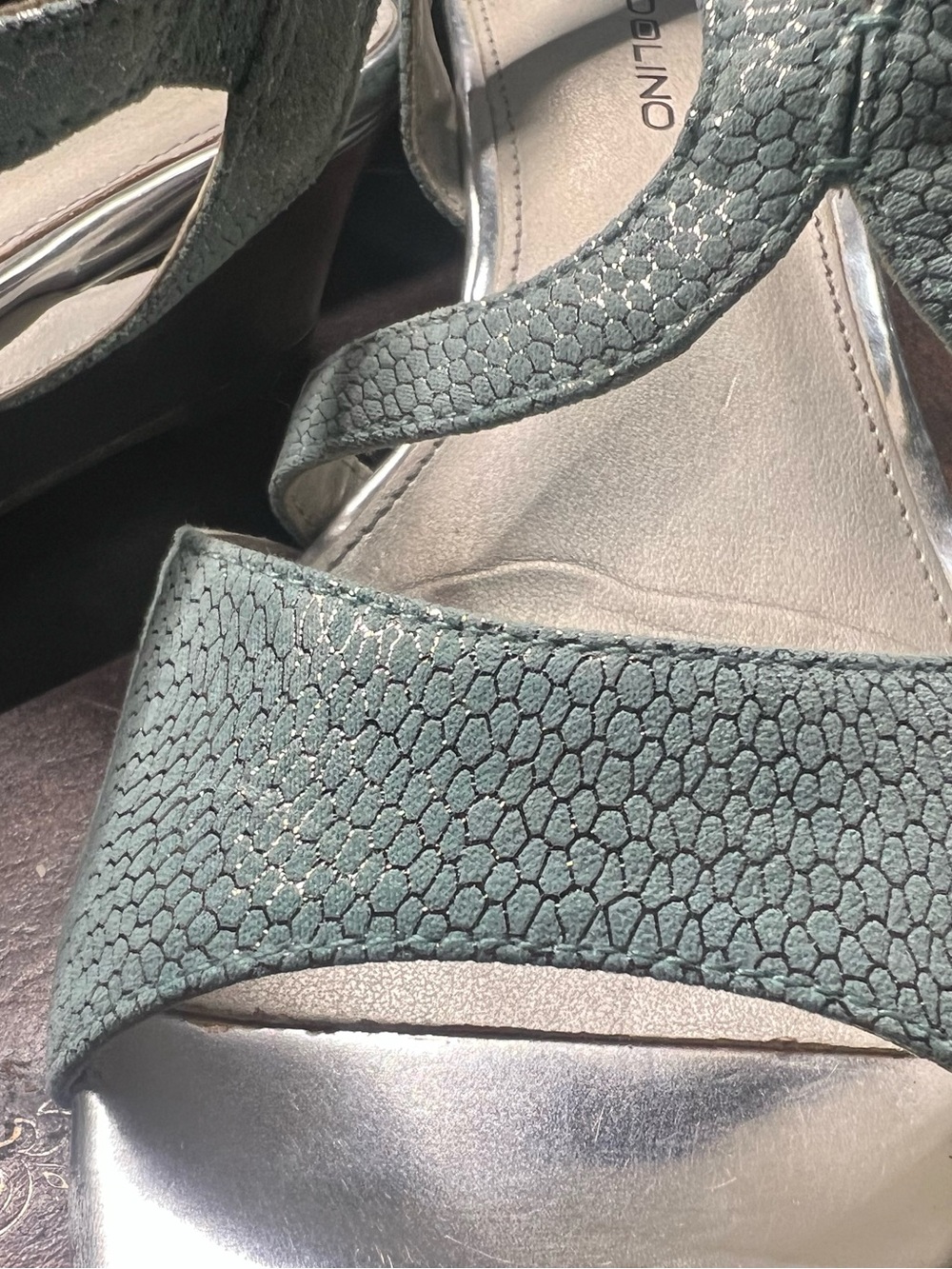 Bandolino Textured Teal-Green Strappy Heel Sandal - Women